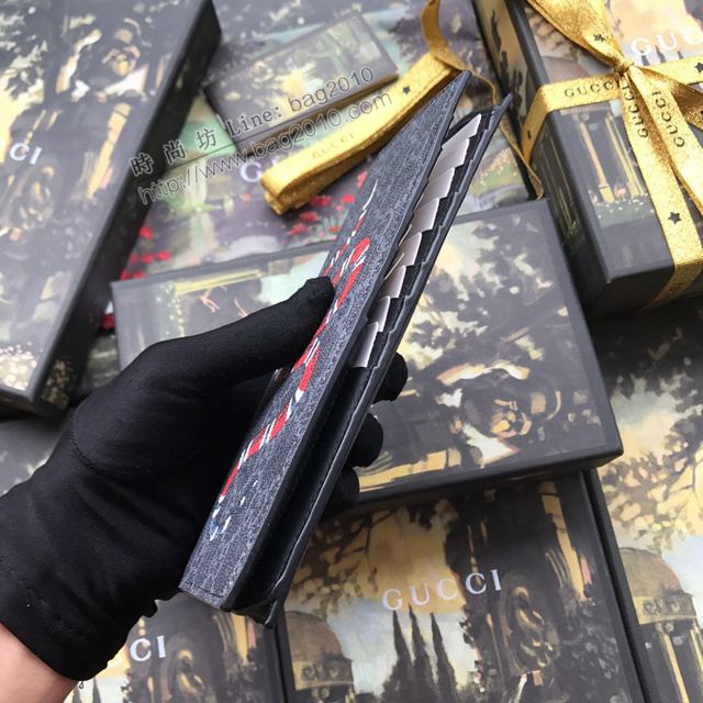 Gucci包 古馳錢包 459456黑pvc黑蛇 珊瑚蛇印花 高端品質男士西裝夾 Gucci男錢包  gudj1292